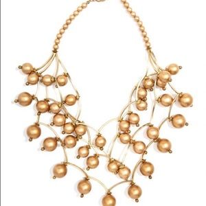Pearl Glam Bib Necklace-Gold